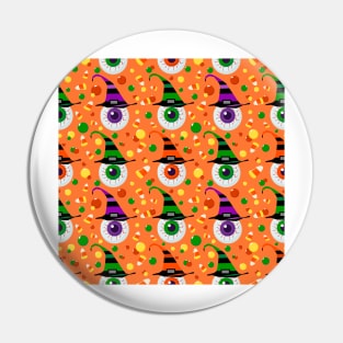 Eyes with hat in candyland on orange Pin