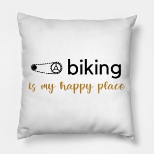 Biking Is My Happy Place Pillow