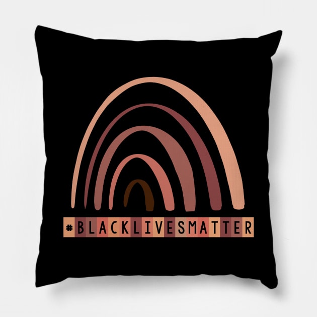 #blacklivesmatter brown black rainbow Pillow by MimiS