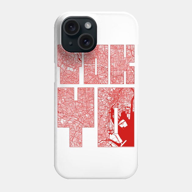 Tokyo, Japan City Map Typography - Oriental Phone Case by deMAP Studio