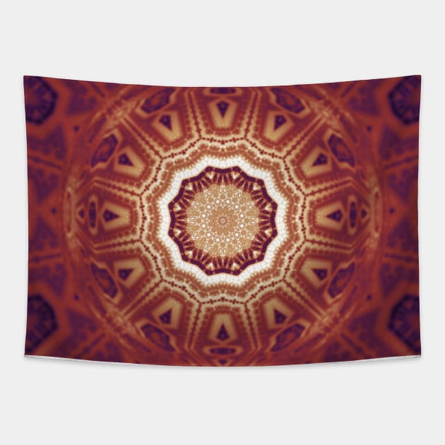 Orange Retro 1960s Hippie Sun Print Tapestry by Moon Art