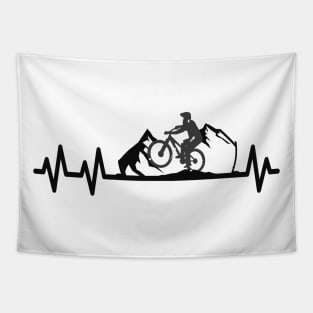 Mountain Bike Heartbeat Pulse Cyclist Tapestry