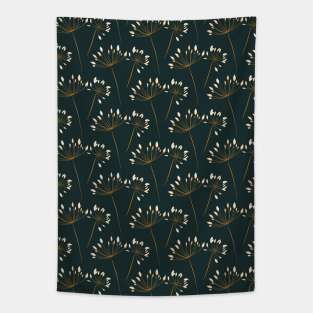 Retro orchids green Tapestry