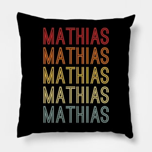 Mathias Name Vintage Retro Pattern Pillow