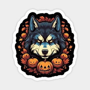 Alaskan Husky Halloween Magnet