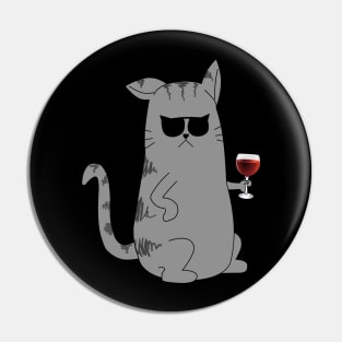 Cool Cat Wine Connoisseur Pin