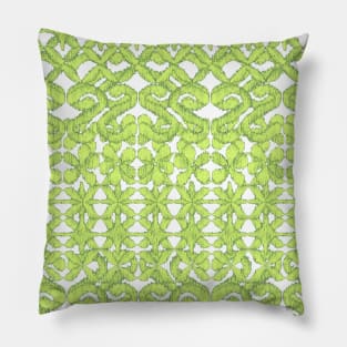 Ikat Lace in Lime Green on Grey Pillow