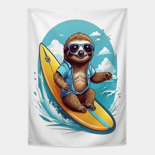 Surfing Sloth Tapestry