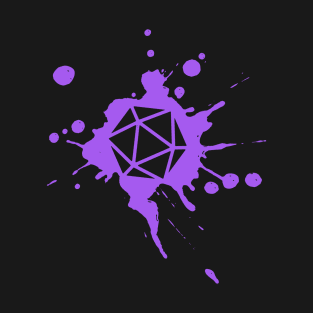 Purple 20 Sided Dice Paint Splatter Spraypaint Dungeons Crawler and Dragons Slayer Tabletop RPG Addict T-Shirt