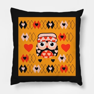 Owl and hearts pattern Pillow