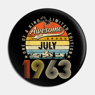 Awesome Since July 1963 Vintage 60th Birthday Pin