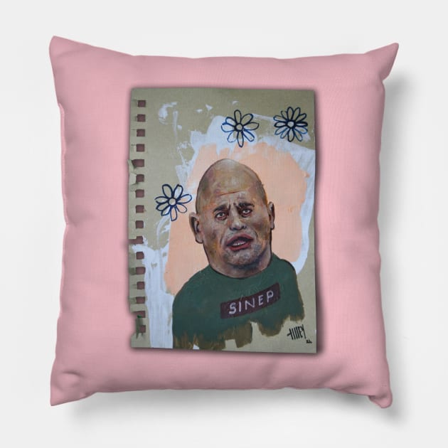 Rock Brother Frank | Friendly Neighbor | Weird Florida Man | Duck Acid | Bad Hero Portrait Lowbrow Pop Surreal Art | Youtube Star | Mini Masterpieces | Original Oil Painting By Tyler Tilley Pillow by Tiger Picasso