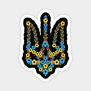 Ukrainian Trident Coat Of Arms Made of Flowers Magnet