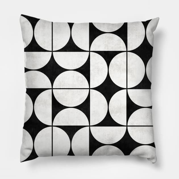 Mid-Century Modern Pattern No.2 - Black and White Concrete Pillow by ZoltanRatko