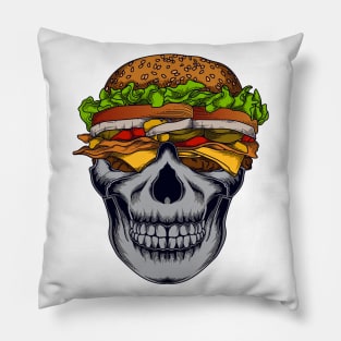 Skull Burger Artwork Pillow