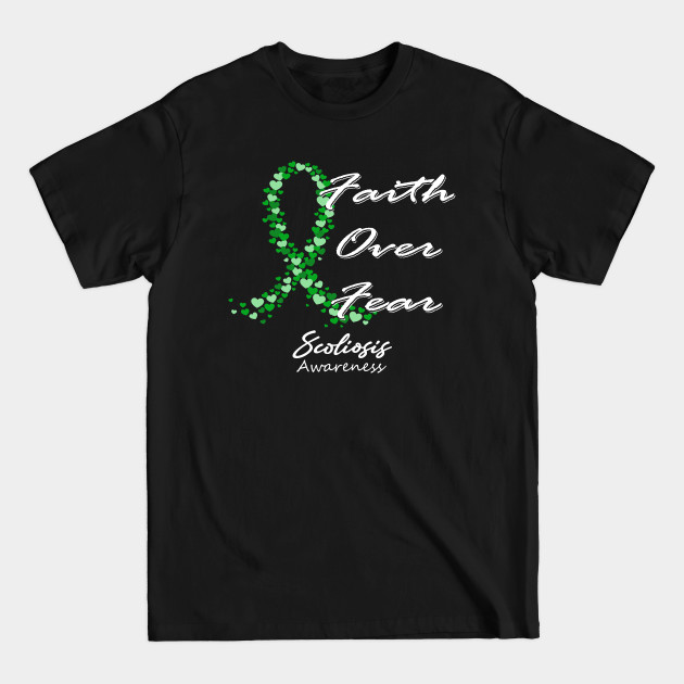 Disover Scoliosis Awareness Faith Over Fear - In This Family We Fight Together - Scoliosis Awareness - T-Shirt