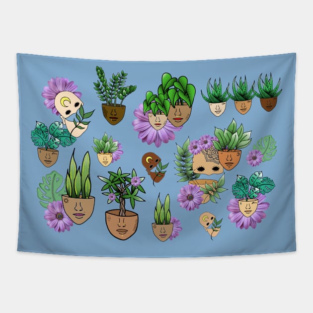 Surreal All Over Print of Punk Plant People Tapestry by Tenpmcreations