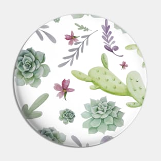 Cactus and Wreath Watercolor Pattern 1 Pin