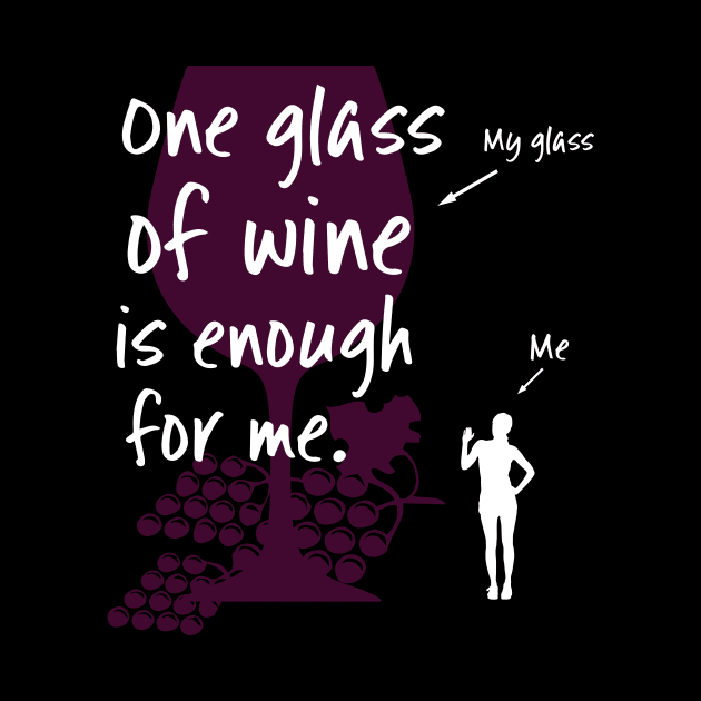 One Glass of Wine is Enough for Me Wine Lover by Corncheese