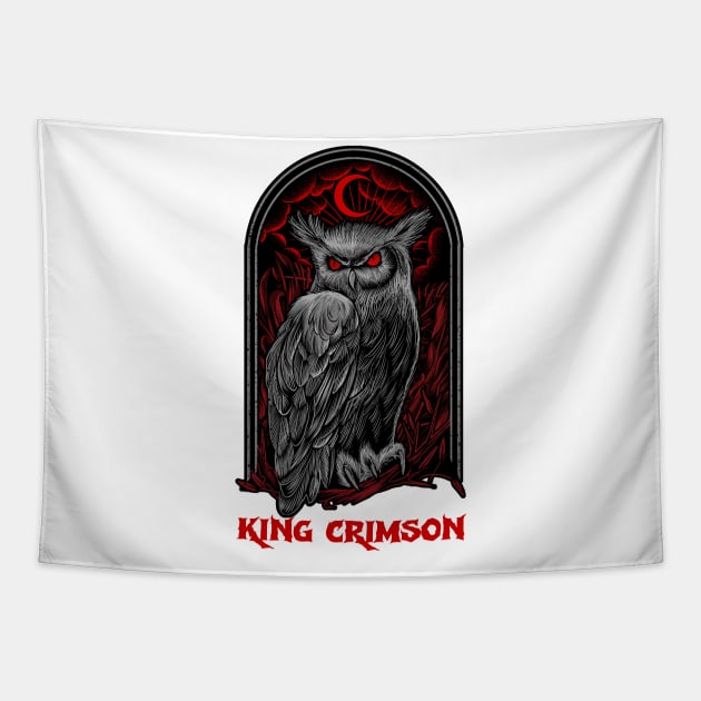 The Moon Owl King Crimson Tapestry by Pantat Kering