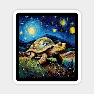 Tortoise with Starry Night by Van Gogh Magnet