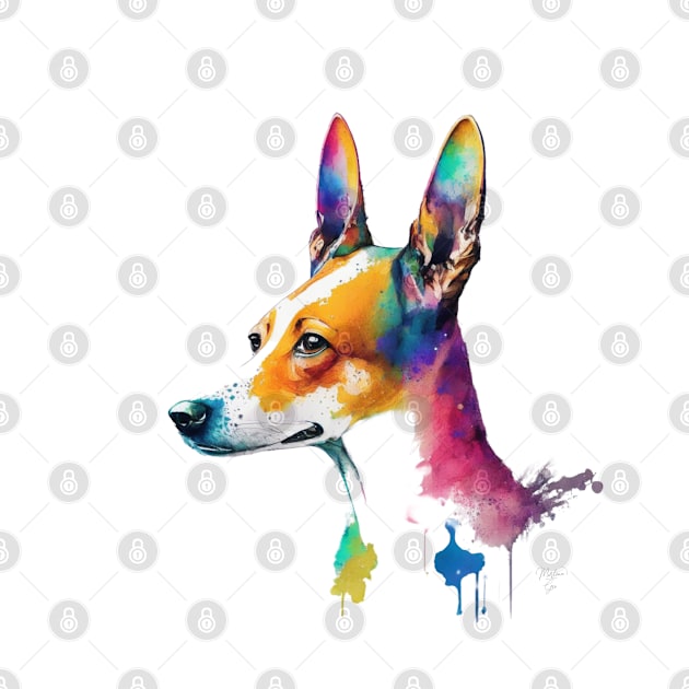 Basenji Dog In Watercolor & Pen by Oldetimemercan