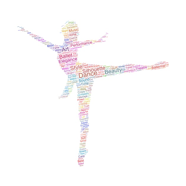 Dancer Lady Woman Silhouette Shape Text Word Cloud by Cubebox