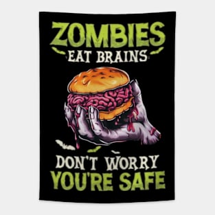 Zombies Eat Brains Halloween Tapestry