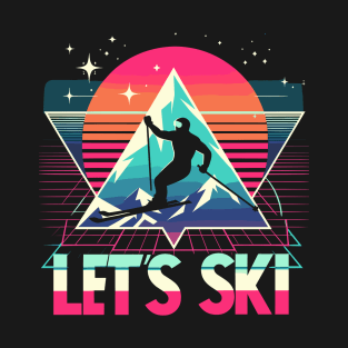 Let's Ski - Vintage 70s 80s Snow Skiing outfit T-Shirt