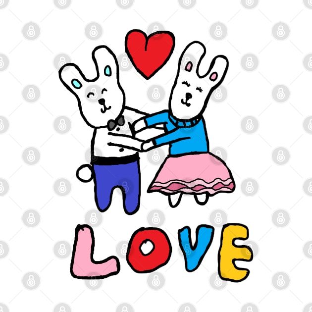 love bunny, rabbits, hand drawing by zzzozzo