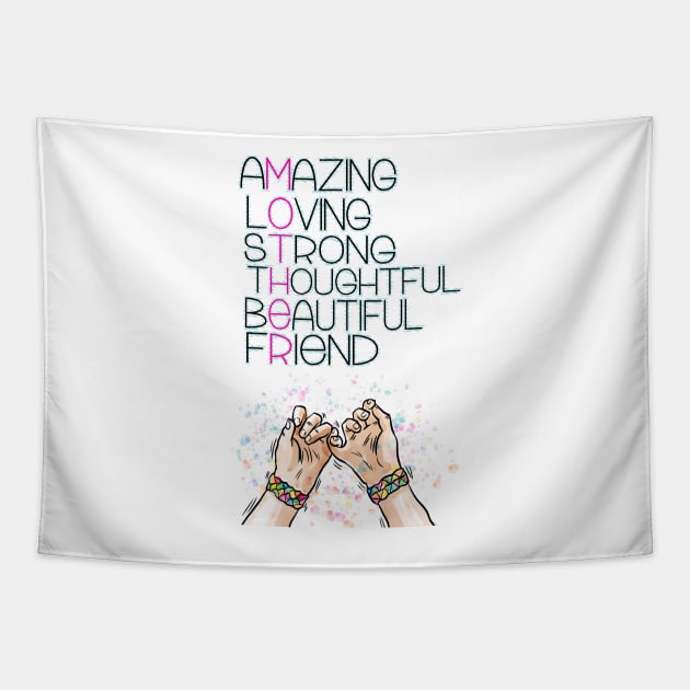 AMAZING, lOVING,Strong, thoughtful, beautiful,friend Inspirational Quote design Tapestry by creativeideaz