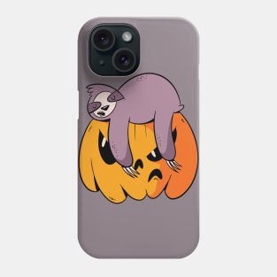 Funny Sloth Sleeping on Jack-o-Lantern Phone Case