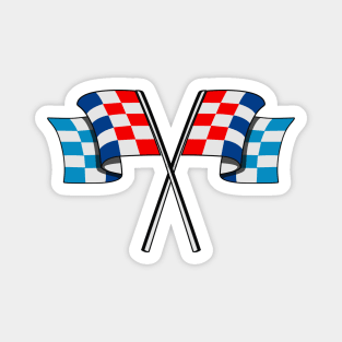 Checked racing car flag (Blue, Red, Light Blue Color) Magnet