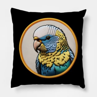 Budgerigar Embroidered Patch Pillow