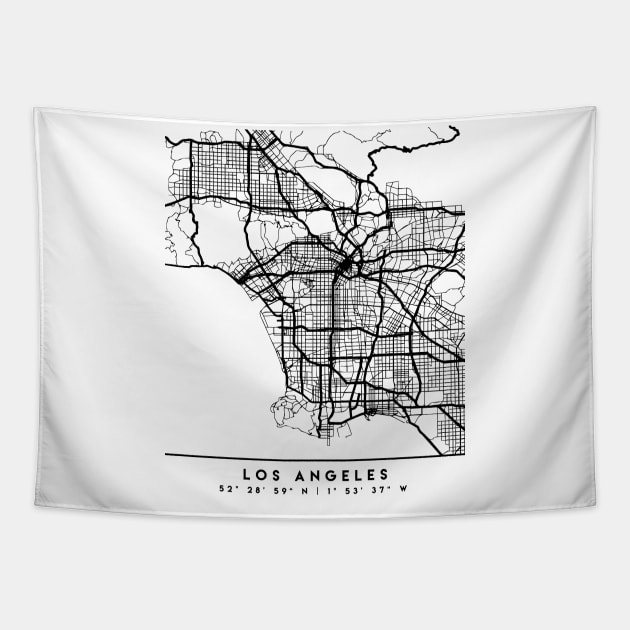 LOS ANGELES CALIFORNIA BLACK CITY STREET MAP ART Tapestry by deificusArt