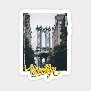 Brooklyn bridge / Typography (Cursive) Magnet