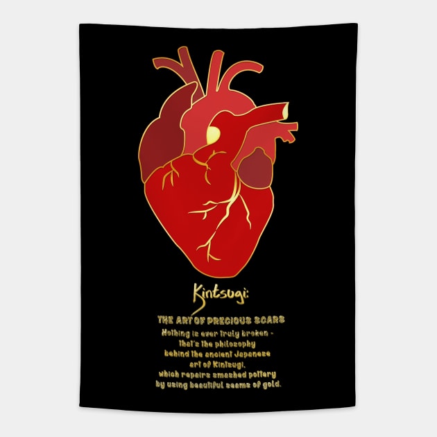 Kintsugi Heart Tapestry by LanaBanana