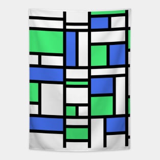 Abstract mosaic pattern grid with random colours blue and green - illustration Tapestry