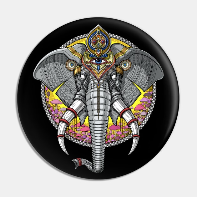 Psychedelic Ganesha Pin by underheaven