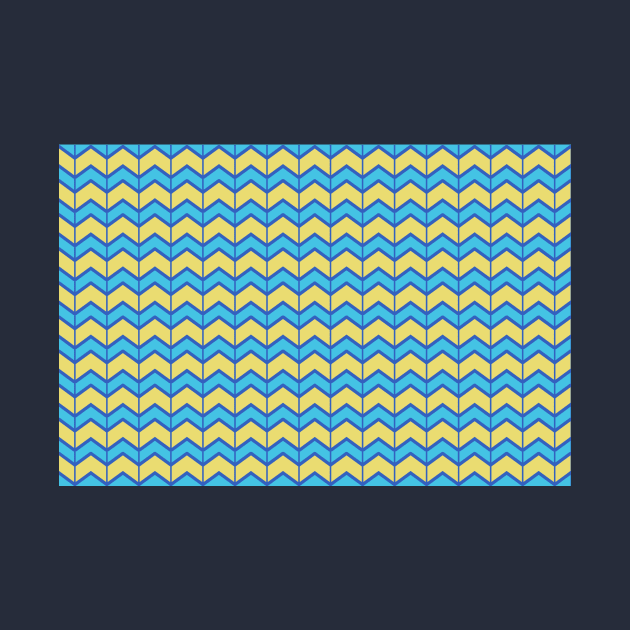 Chevron Zigzag Geometric Pattern Yellow Blue by oknoki