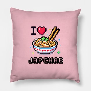 Kawaii Pixel Art I Love Japchae Pillow