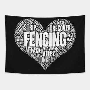 Fencing Heart Saber Epee Fence Gift graphic Tapestry