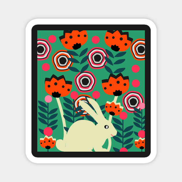 Little bunny in spring Magnet by cocodes