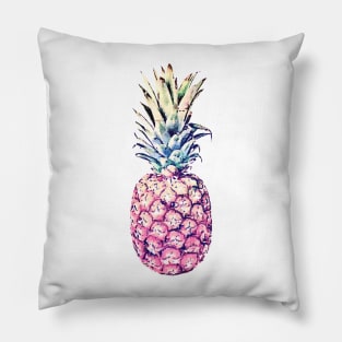 Pineapples and Foliage Colorful Paint White Pattern Pillow