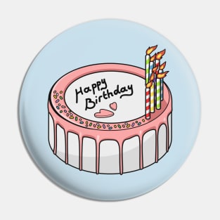 Birthday cake cartoon illustration Pin