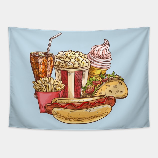 Junk food Tapestry by Mako Design 