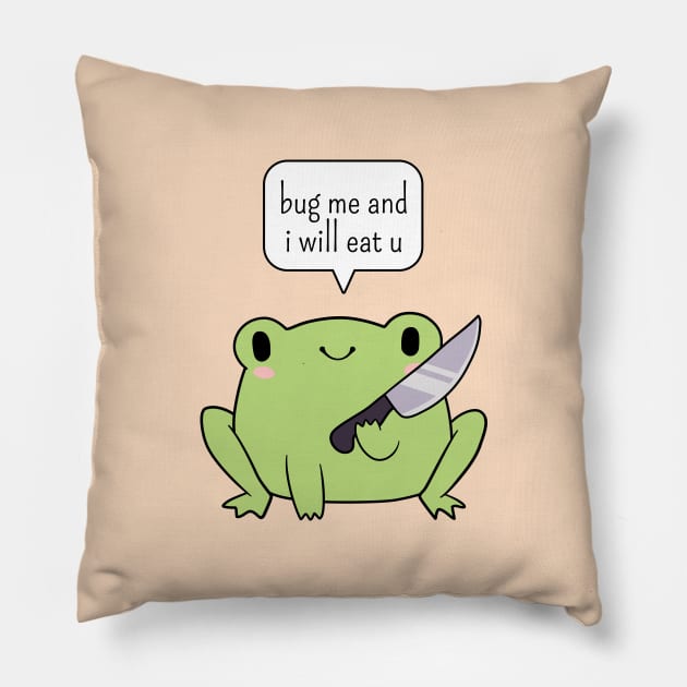 Cute frog with a knife Pillow by ElectricFangs