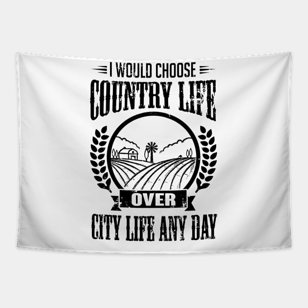 I would choose country life any day (black) Tapestry by nektarinchen