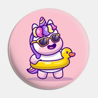 Cute Unicorn Summer With Swimming Duck Pin