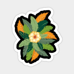 Colorful Leaf and Flower Design Magnet